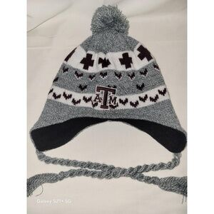 Texas A&M Knit Hat Cap By Top of the World Gray Black Aggie Maroon & White